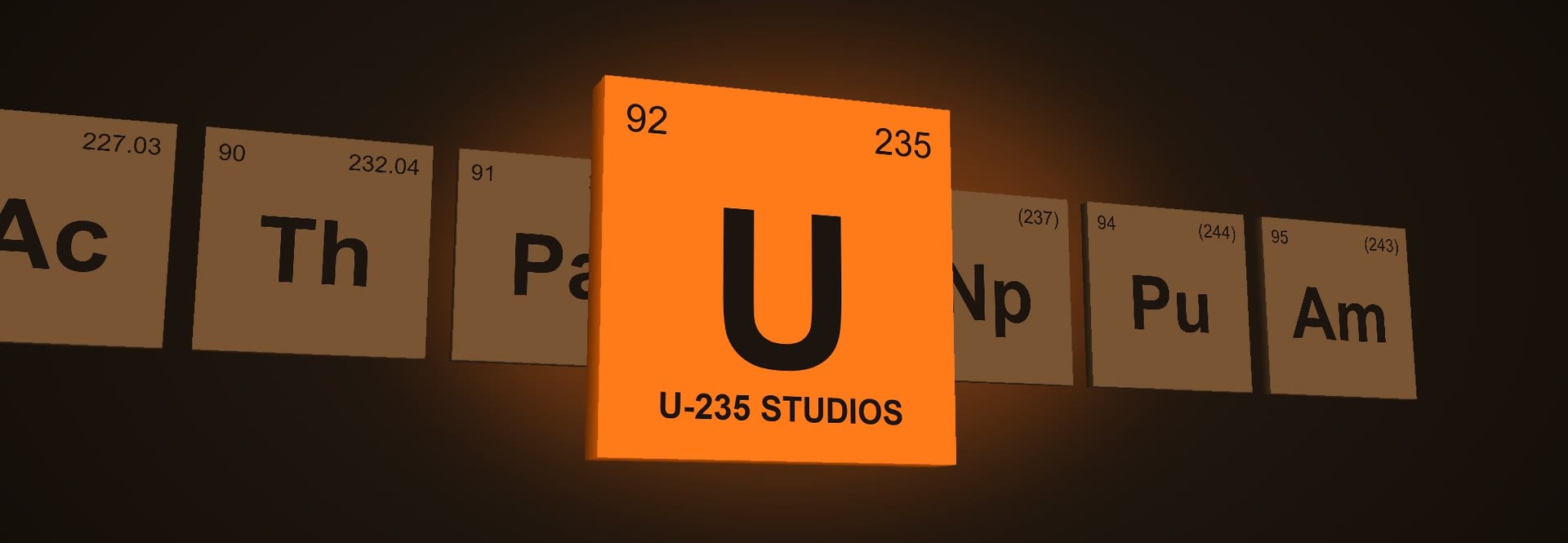 U-235 Studios: the element tile for Uranium, atomic number 92, mass 235